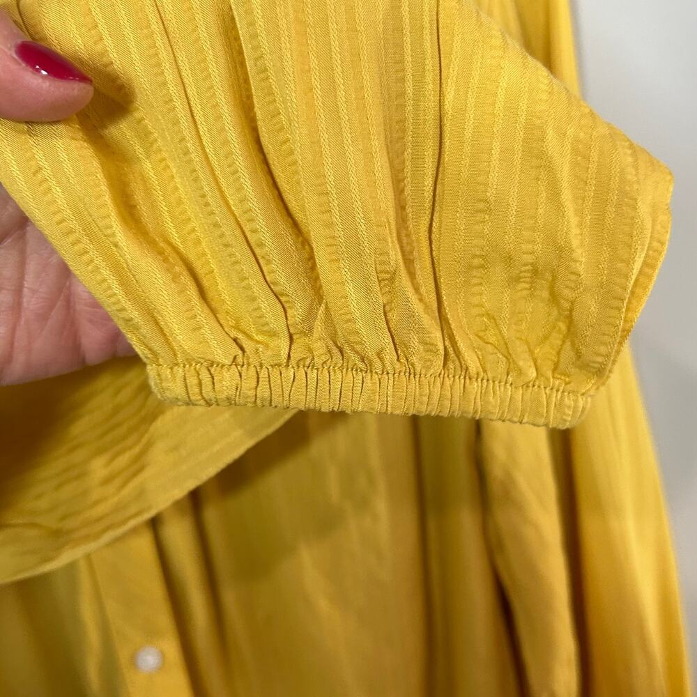 Tommy Hilfiger Yellow Textured Lightweight Button Down Hi-Lo Shirt Size S - Picture 5 of 11